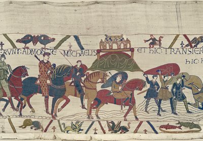 William Leads His Army to Brittany Where They Get Stuck in Quicksand, Bayeux Tapestry by Unbekannt Unbekannt